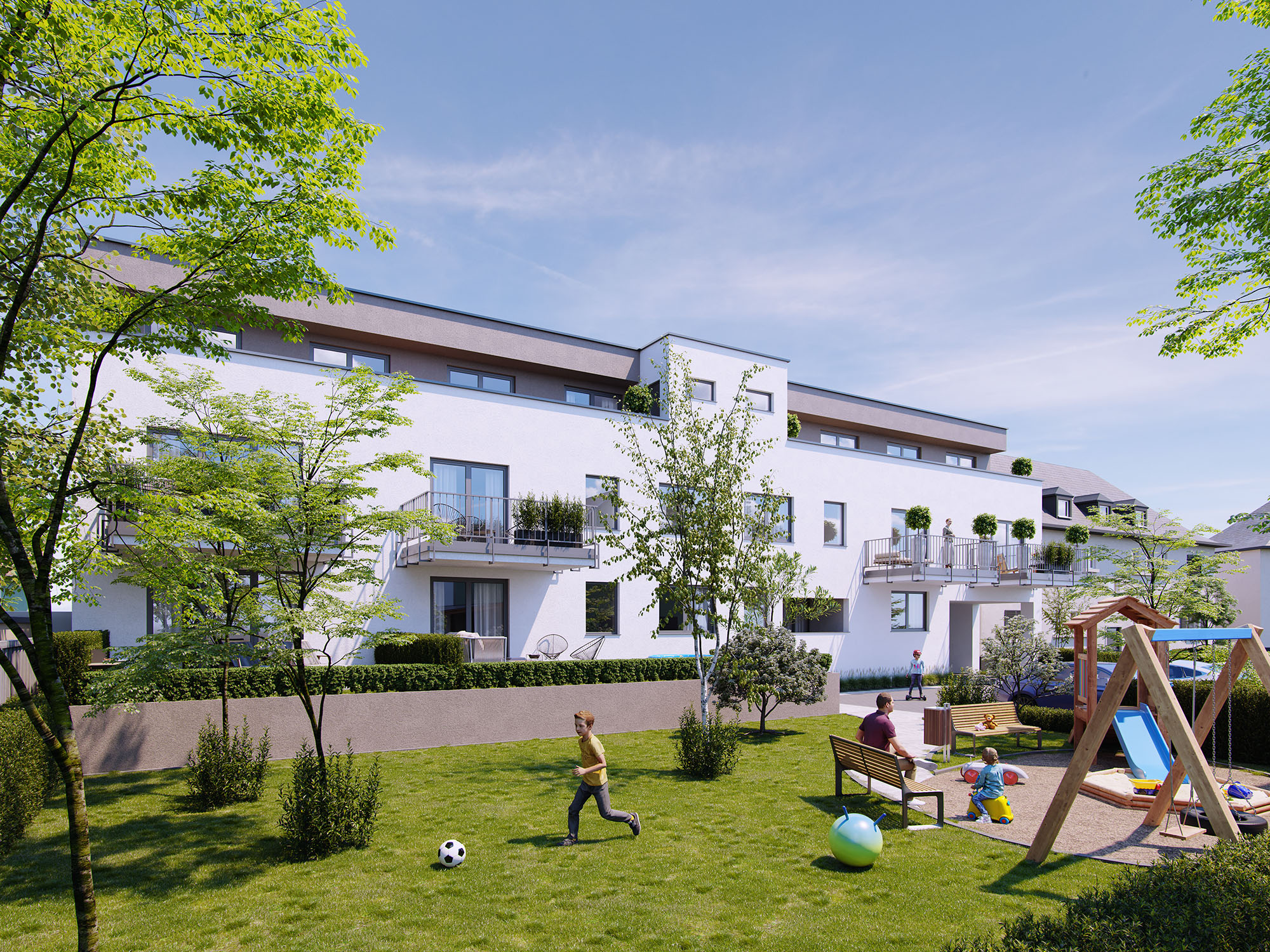 Residential complex courtyard render