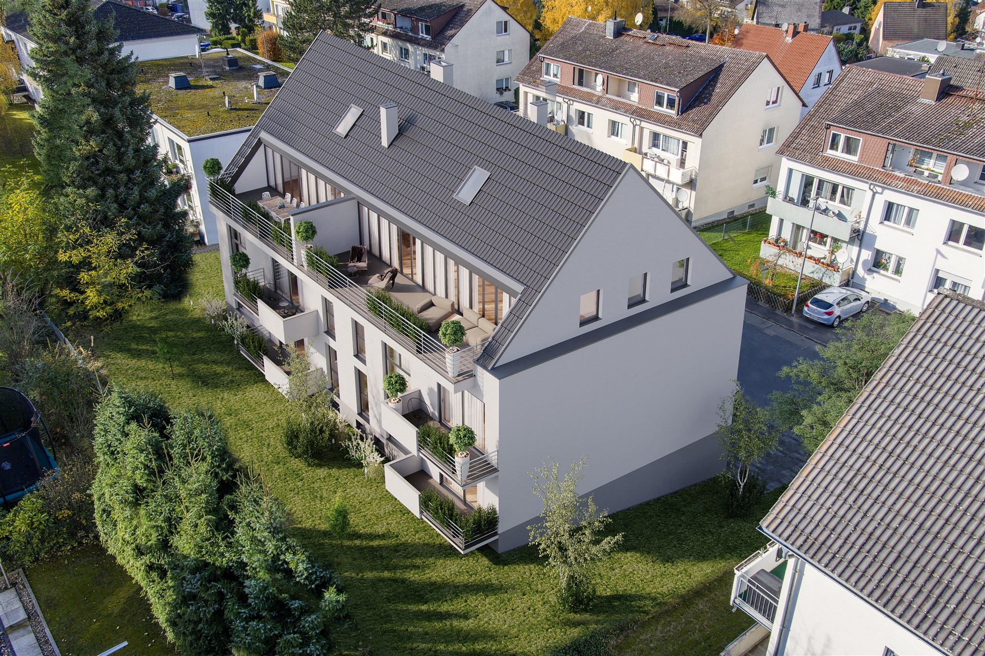 Townhouse development aerial render