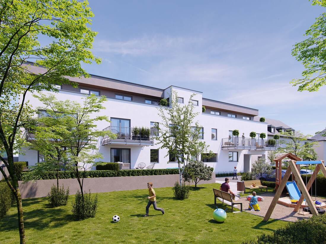Residential apartment complex courtyard render